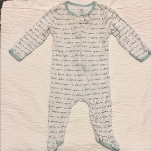 Cloud Island White and Gray Love Print Footie